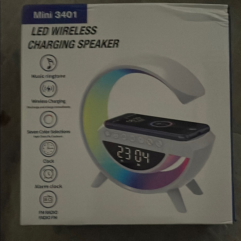LED Wireless Charging Speaker - White